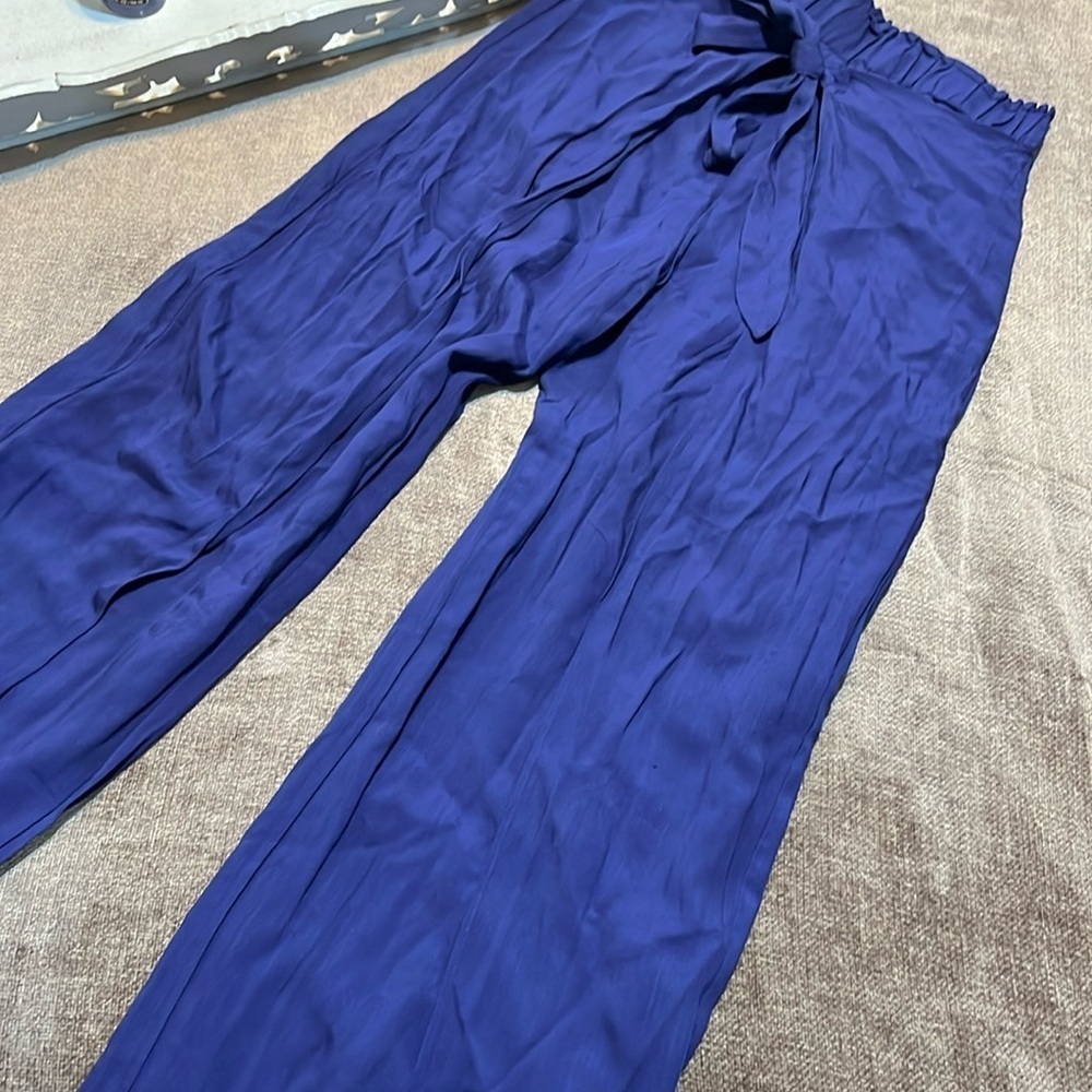 NWOT Lulus Wide Leg Navy Tie- Front Pants - Size Small
